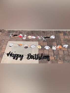 Happy Birthday Kitchen Chef Banner Garland - Black